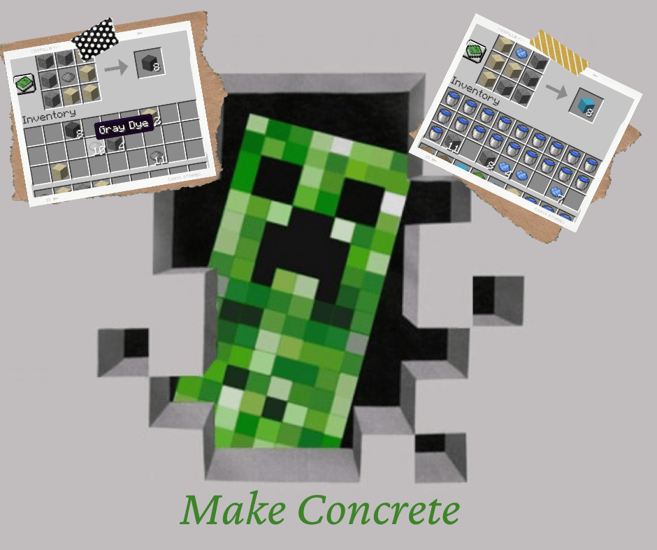 Kaip pasidaryti betoną „Minecraft“.