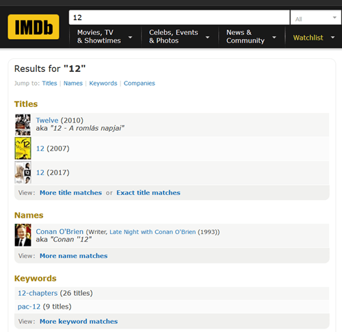 IMDb primjer