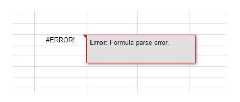 Google Sheets Formel Parse Error - Hur man åtgärdar