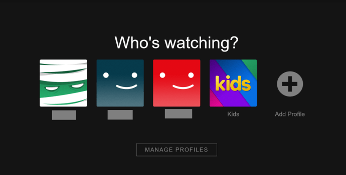 Página de perfil de Netflix