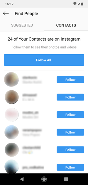 Contactes d'Instagram